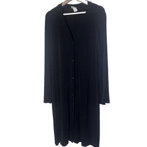 Vivid Cardigan Womens Duster Black Acetate Long Buttons Travelers Slinky Large